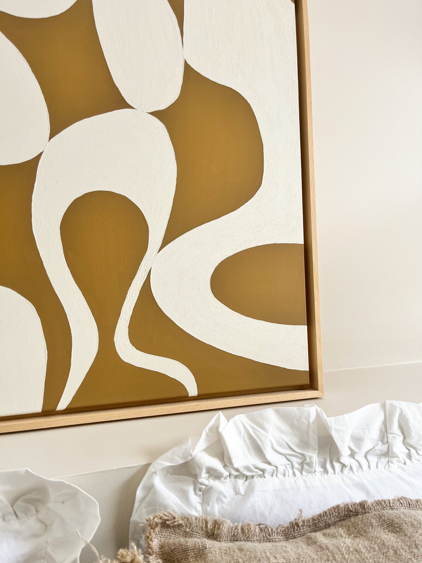 COMO tableau formes organiques relief marron camel et crème
