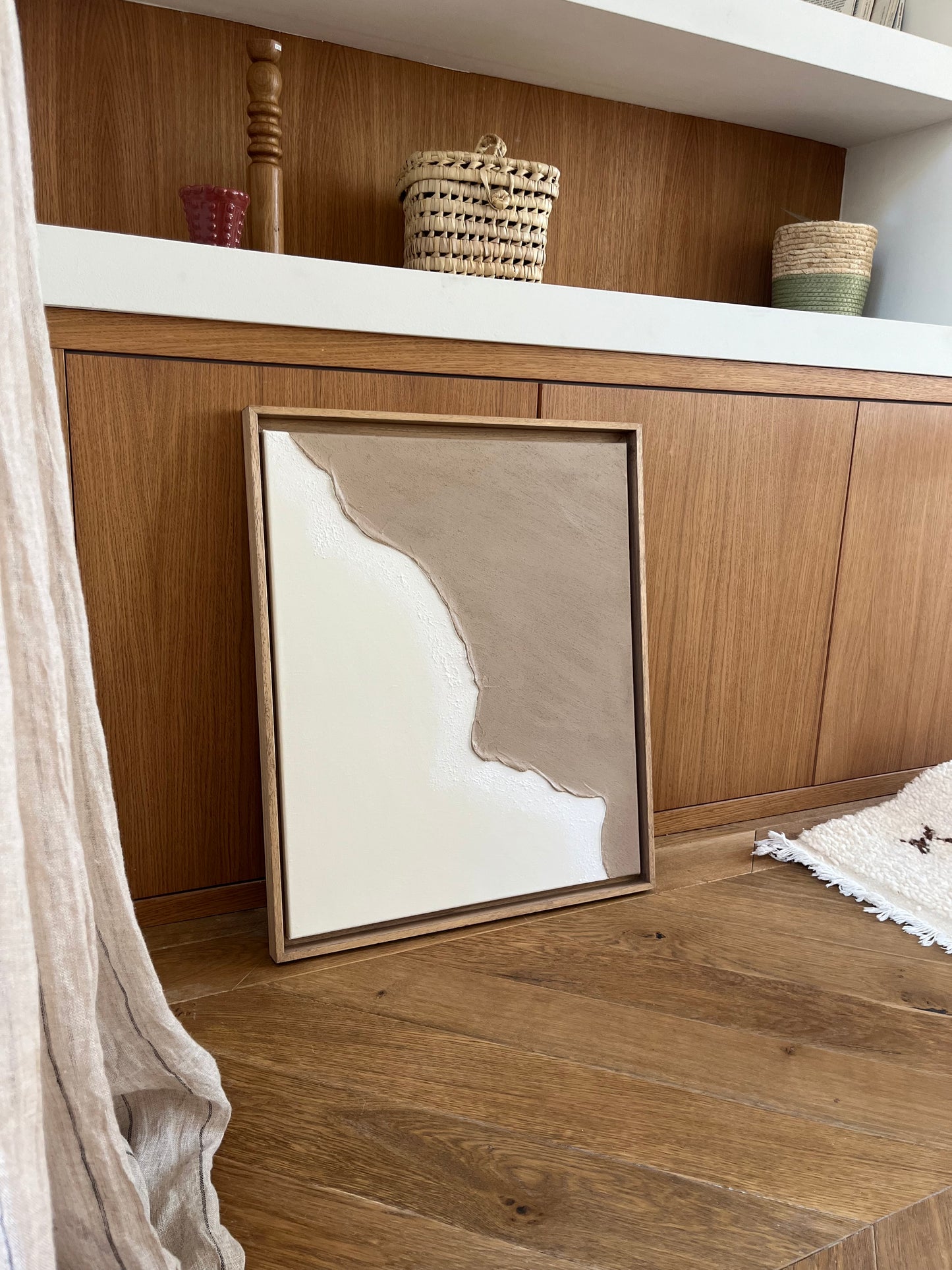 HENDAYE tableau texturé minimaliste taupe et crème