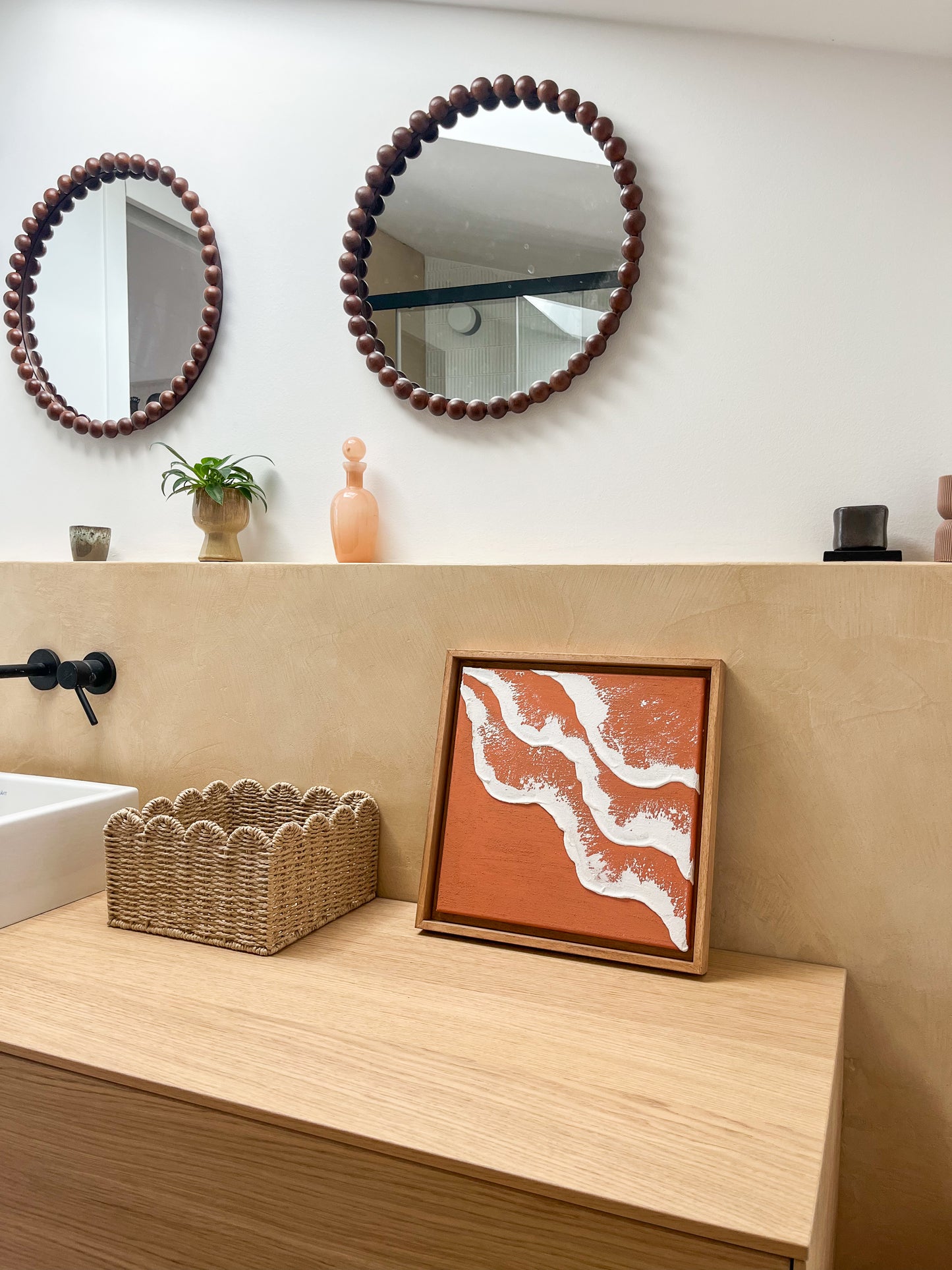 PYLA mini tableau relief vagues terra cota foncé