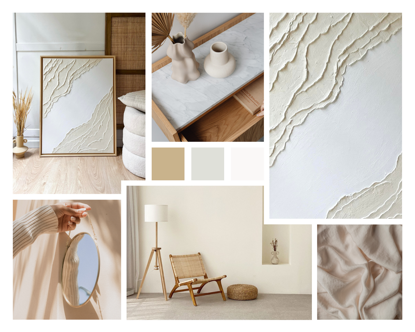 PORQUEROLLES tableau texturé beige crème