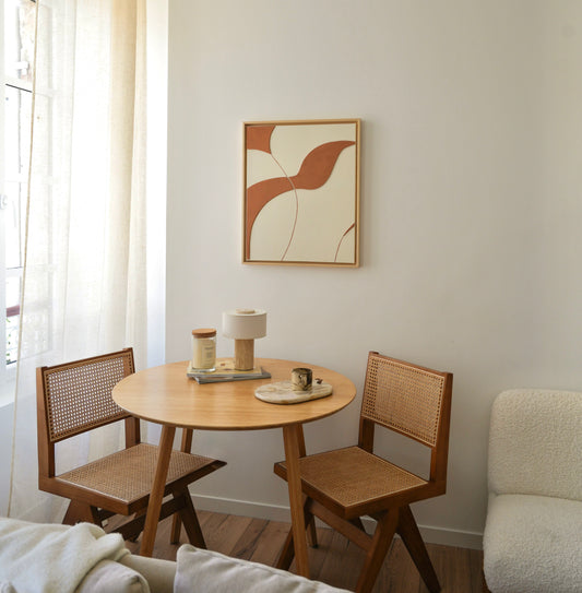 Tableau texturé crème et terra cota clair – décoration murale minimaliste salon – SYDNEY