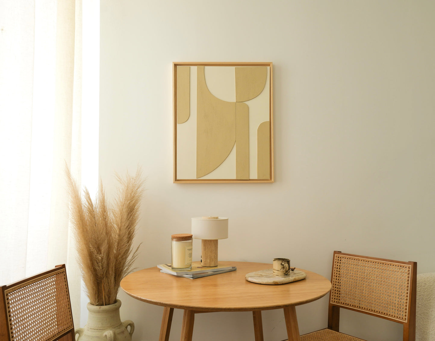 Tableau relief texturé crème et beige lin - RONDA - édition PREMIUM