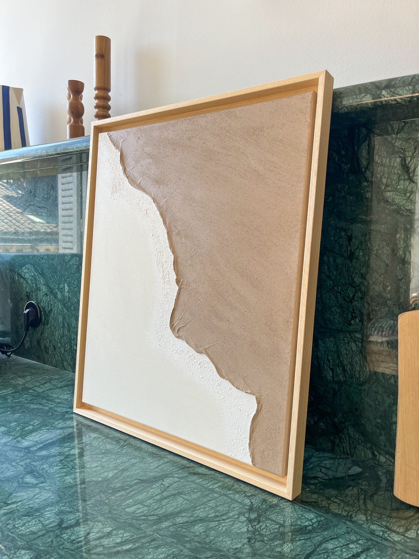 HENDAYE tableau texturé minimaliste taupe et crème