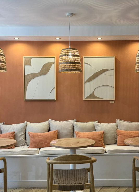 SYDNEY DUO - collection PREMIUM tableaux en relief taupe et beige lin