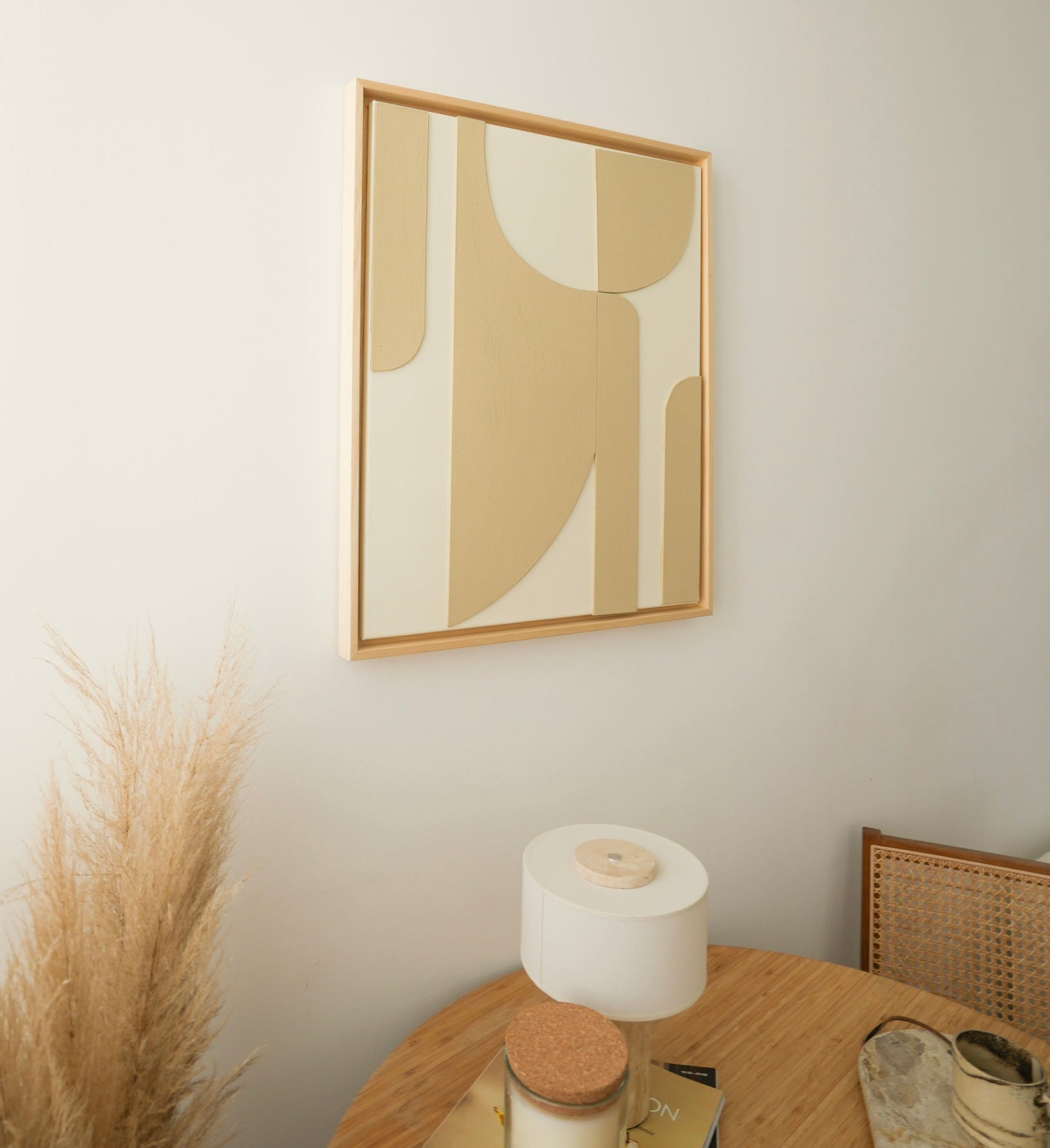 Tableau relief texturé crème et beige lin - RONDA - édition PREMIUM