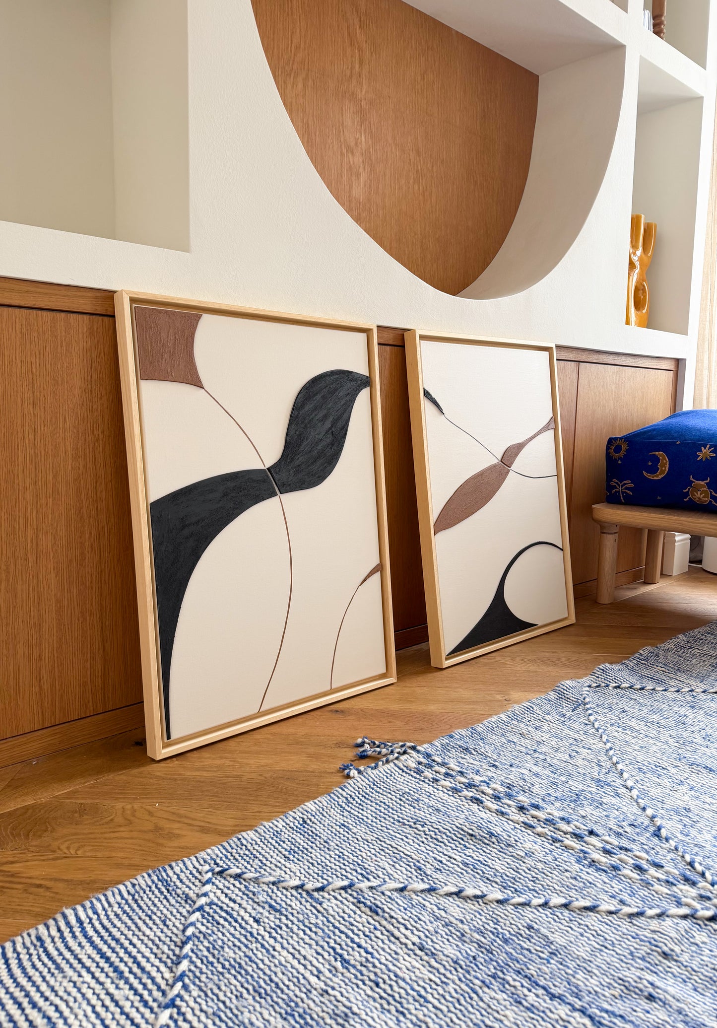 SYDNEY DUO marron, noir et beige lin - collection PREMIUM tableaux en relief texturés