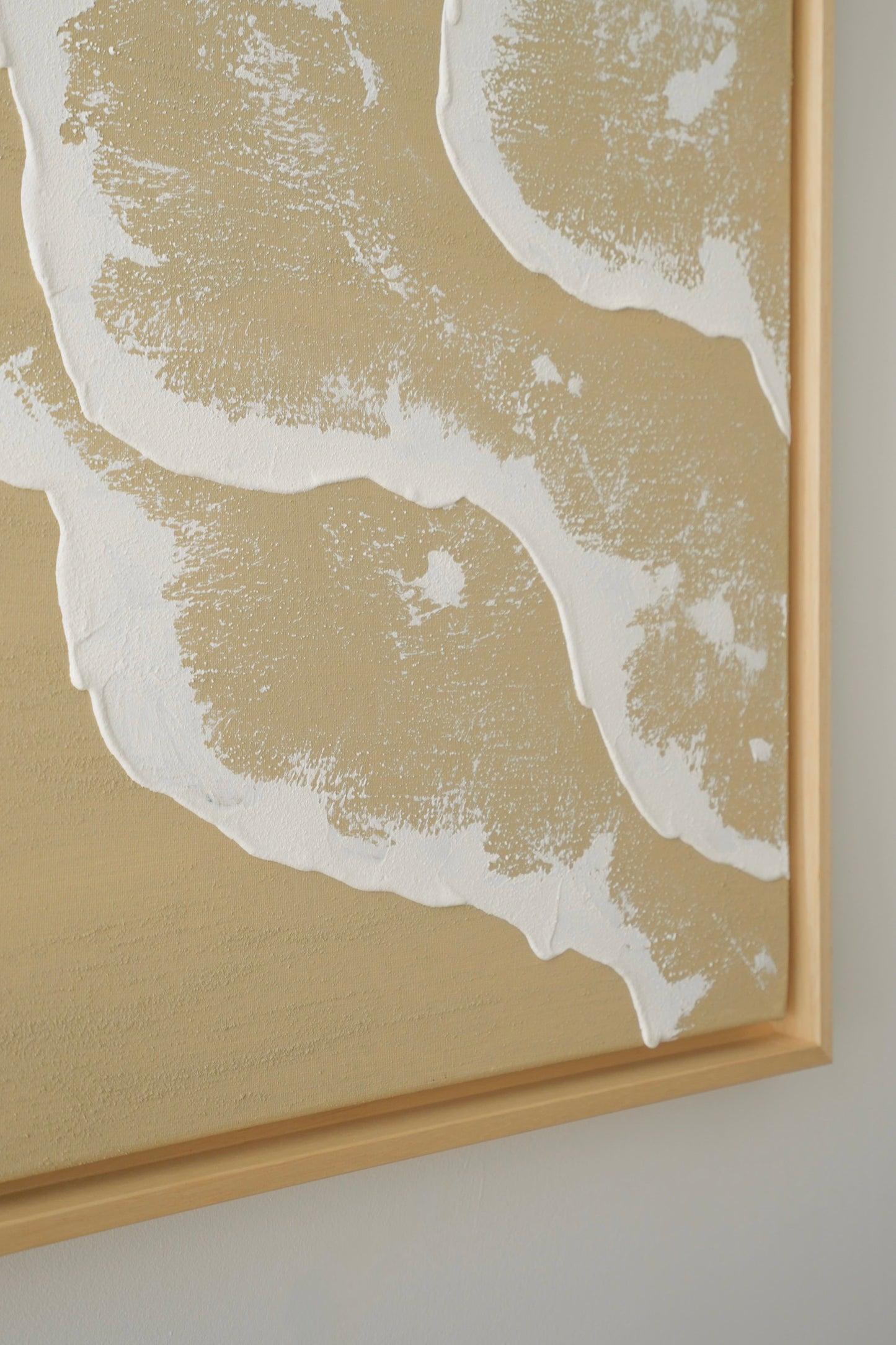 Tableau texturé en relief vagues beige - MINORQUE - décoration minimaliste murale chambre, salon