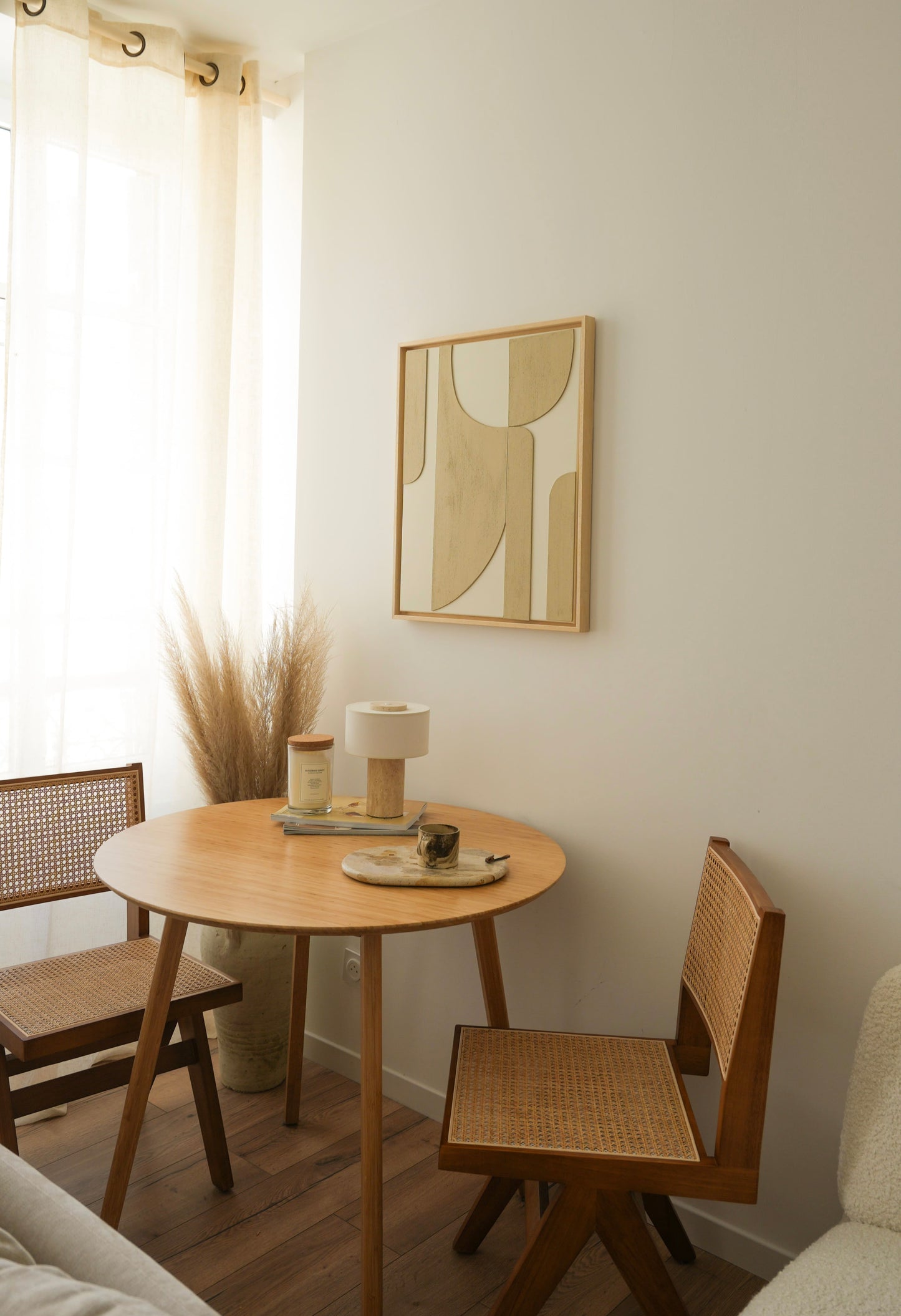 Tableau relief texturé crème et beige lin - RONDA - édition PREMIUM