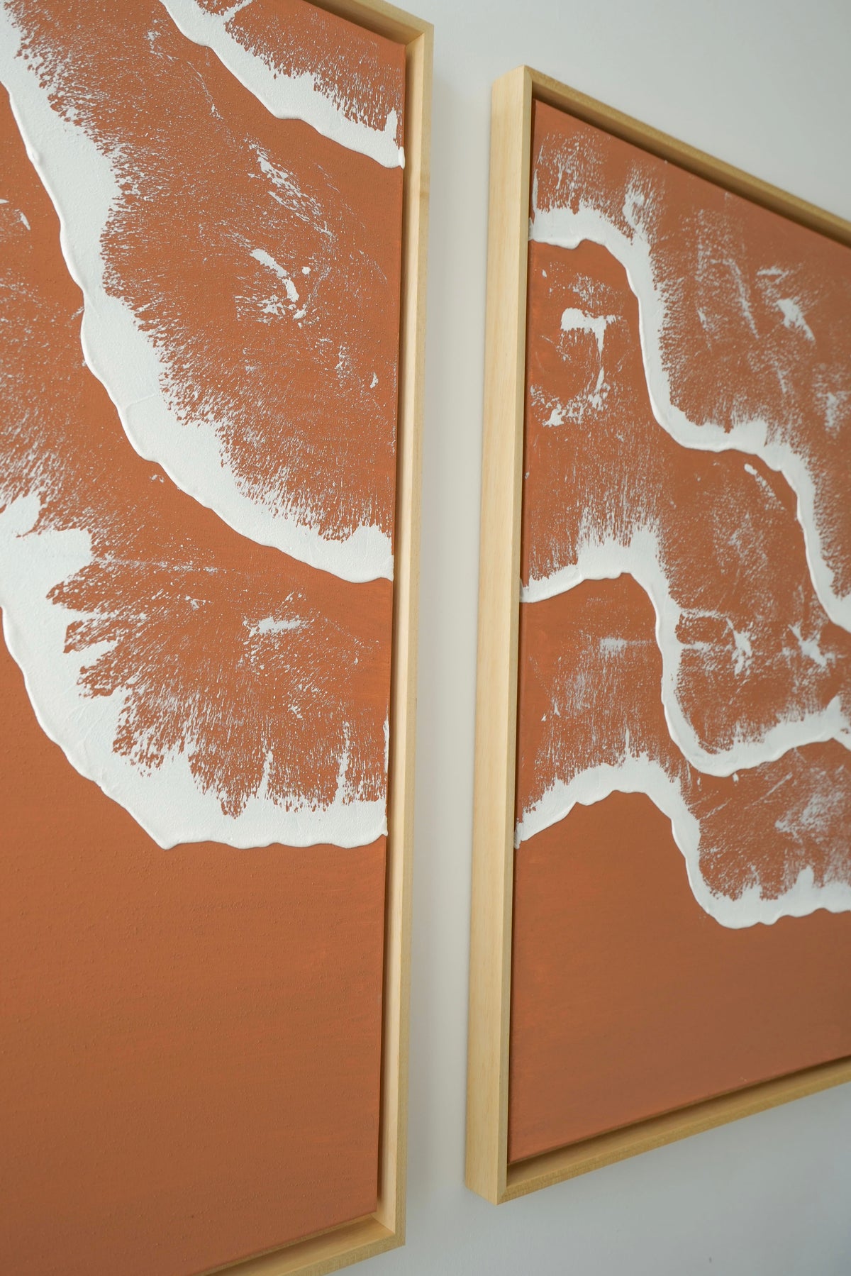 Tableaux texturés en relief vagues terra cota clair - PYLA DUO