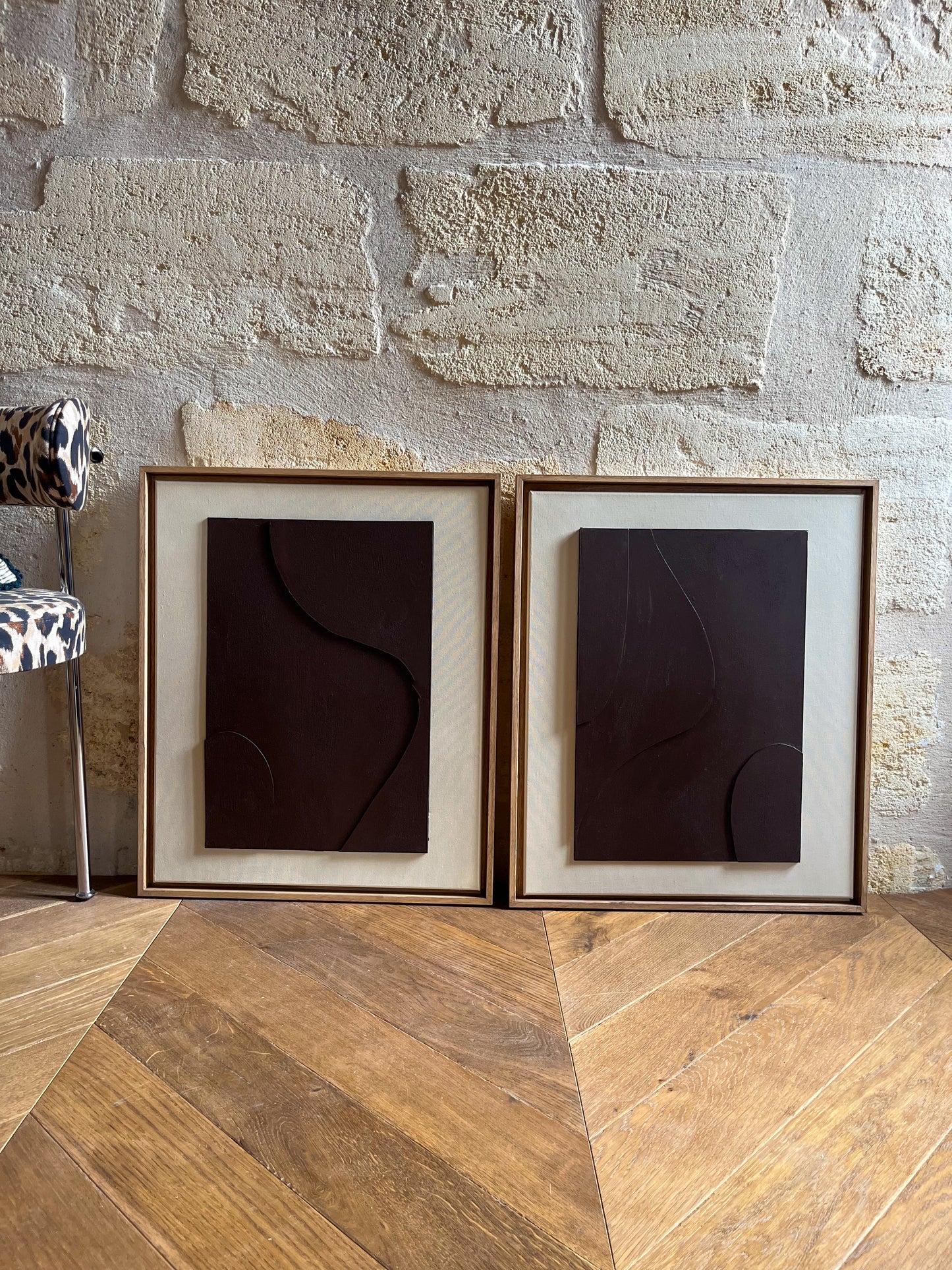 ZAGORA DUO - collection BRUTE tableaux reliefs minimalistes marron et beige