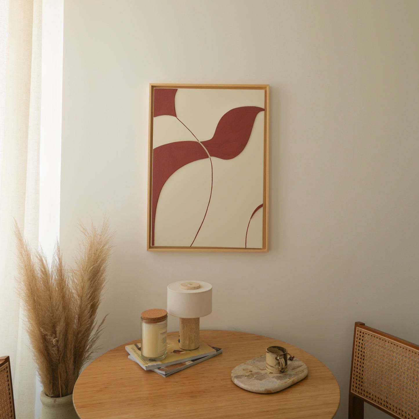 Tableau texturé crème et terra cota – décoration murale minimaliste salon – SYDNEY