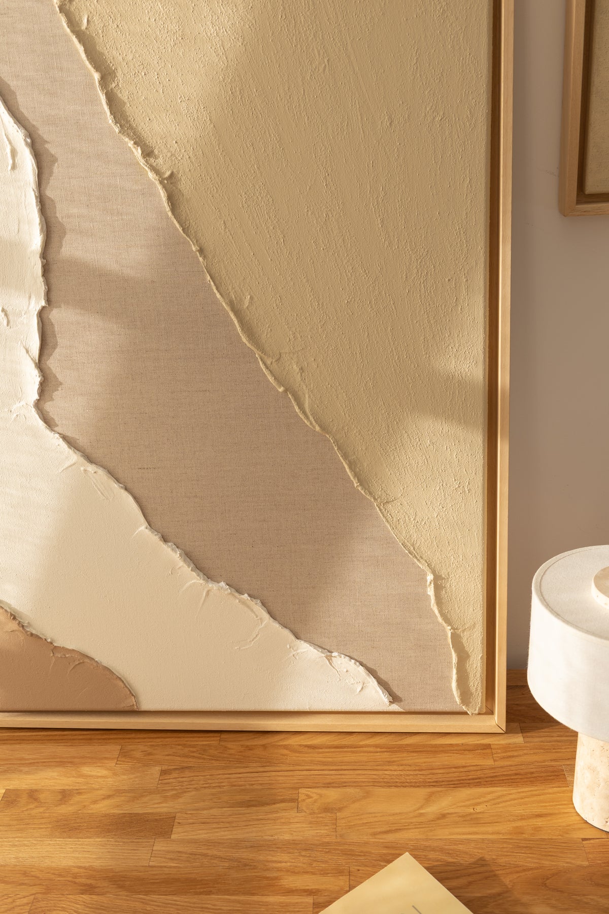 Tableau texturé en relief lin, beige et crème - FARO