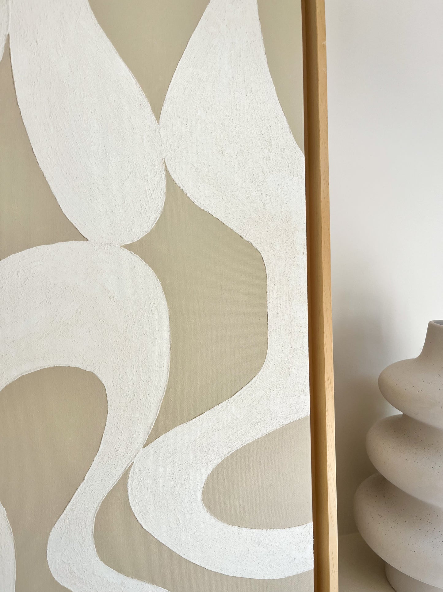 MUSSO DUO tableaux formes organiques relief beige et crème
