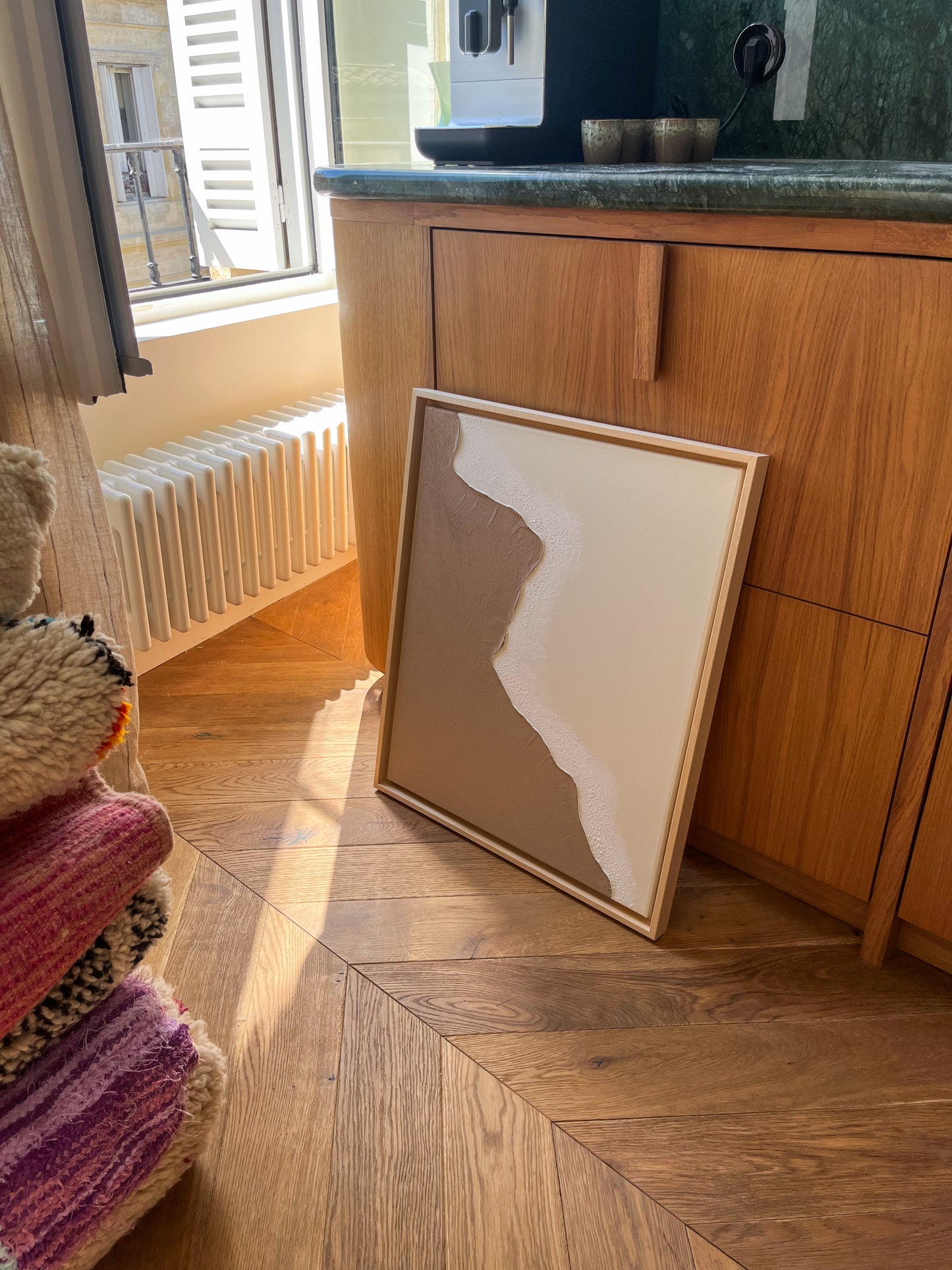 HENDAYE tableau texturé minimaliste taupe et crème