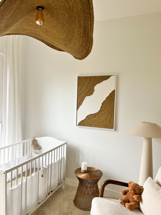 BARI tableau texturé marron camel et blanc