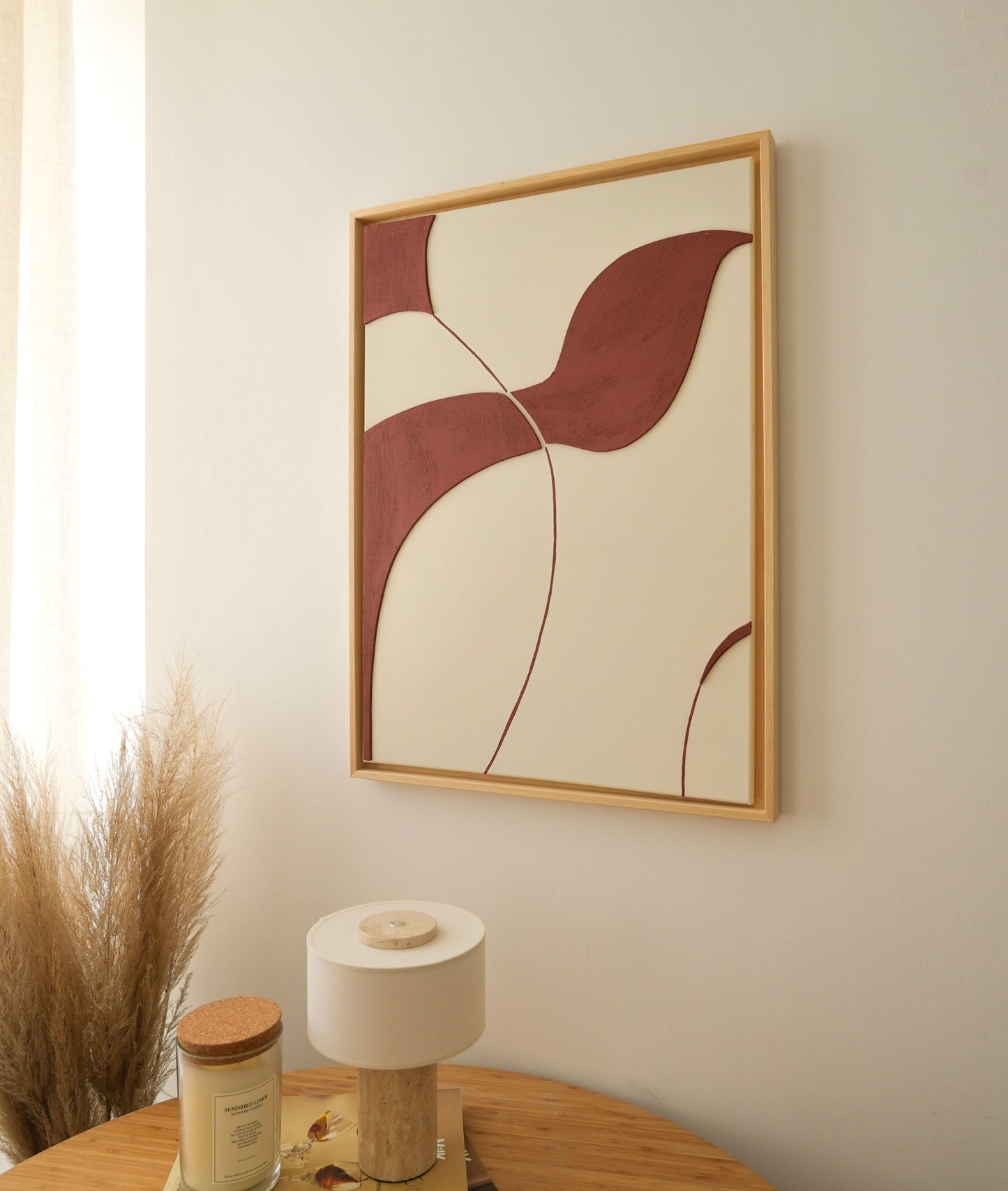 Tableau texturé crème et terra cota – décoration murale minimaliste salon – SYDNEY
