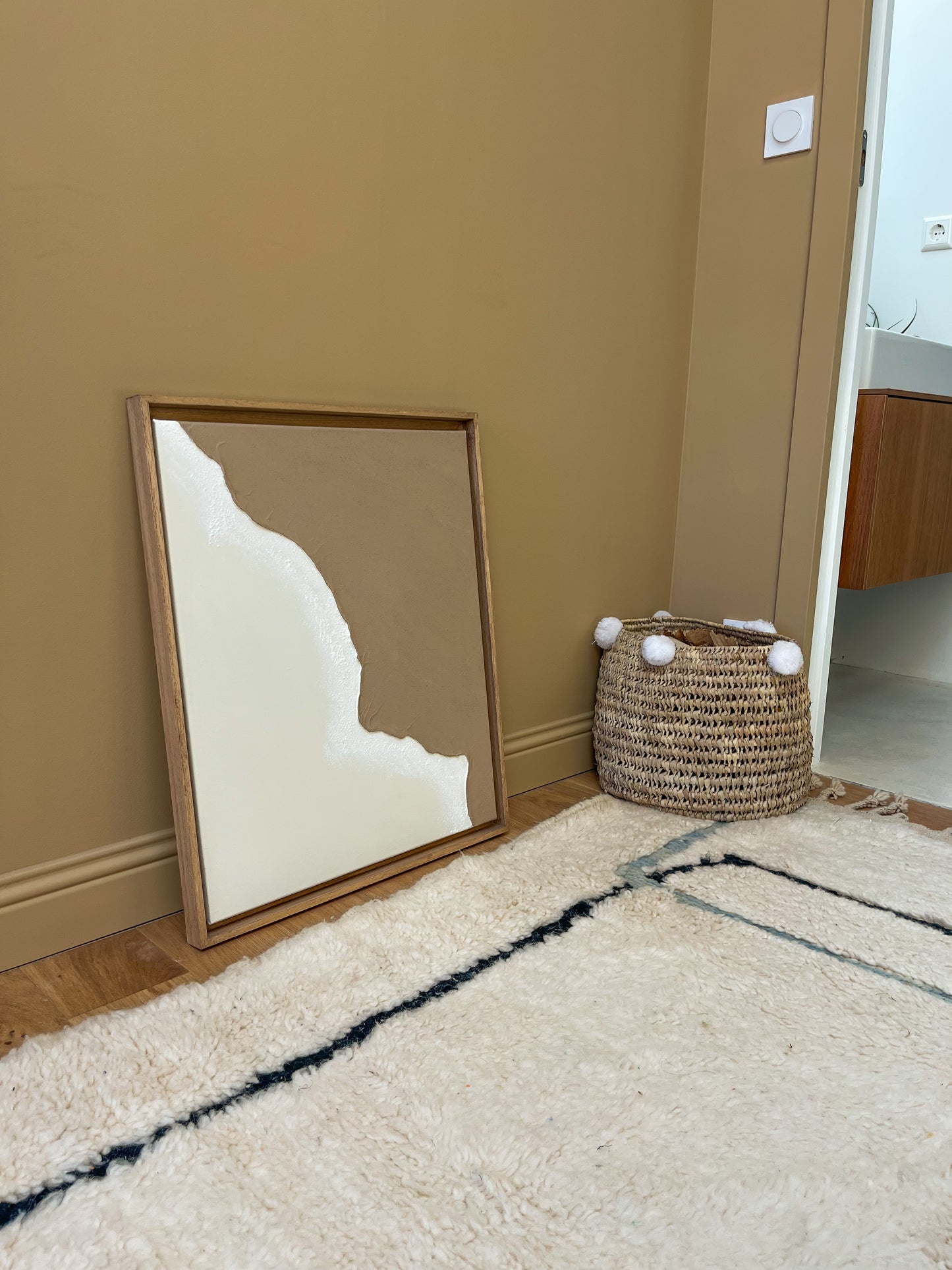 HENDAYE tableau texturé minimaliste taupe et crème