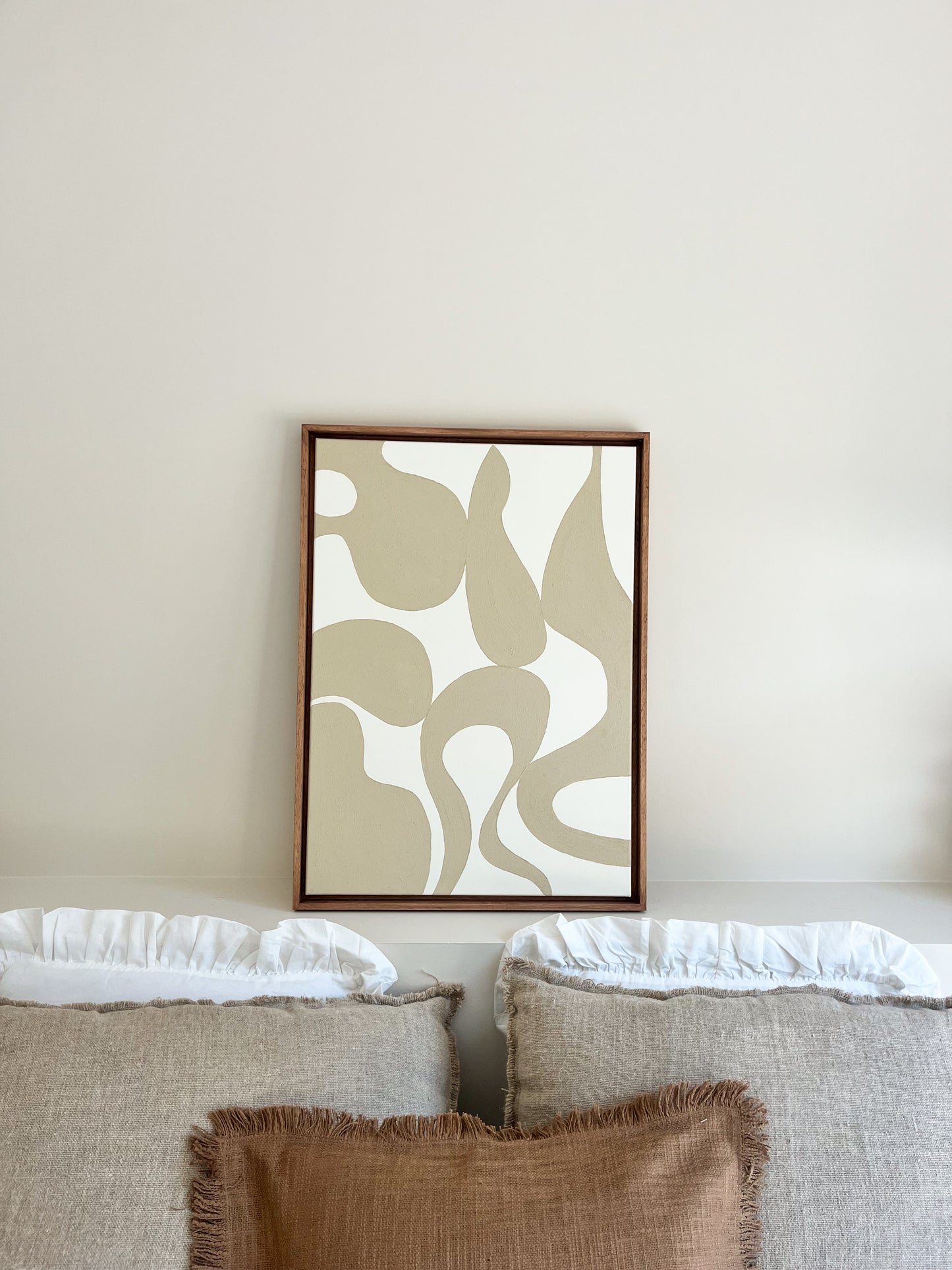MUSSO tableau formes organiques relief beige et crème