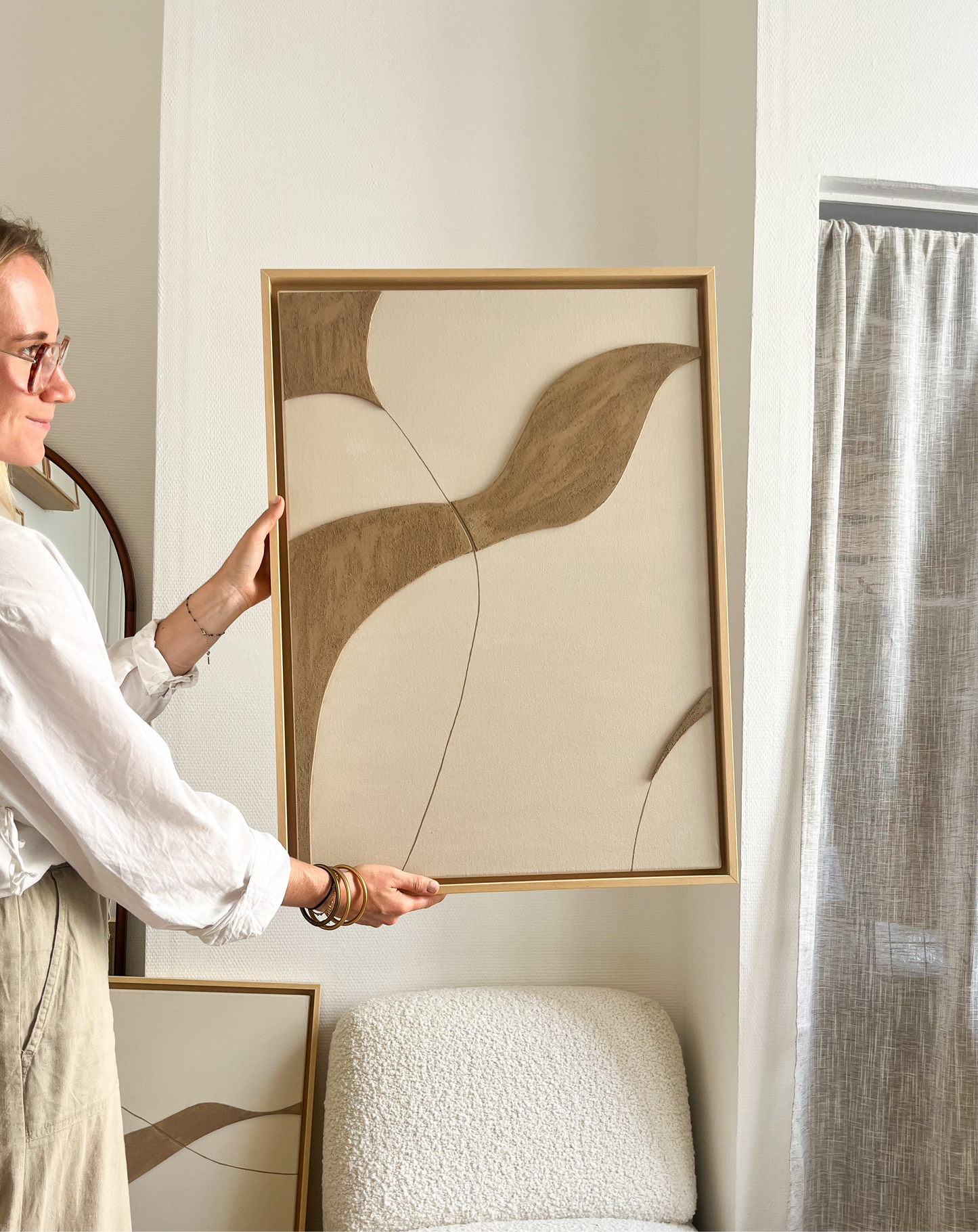 SYDNEY - collection PREMIUM tableau relief taupe et beige