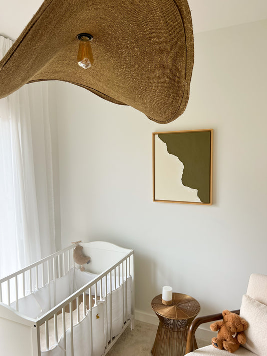 PARMA tableau texturé minimaliste vert kaki et crème