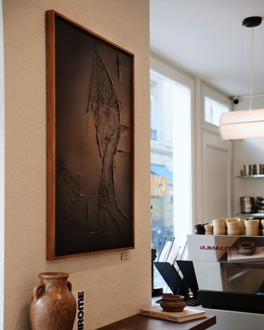 NEW YORK monochrome noir - collaboration CHROME COFFEE SHOP tableau relief minimaliste