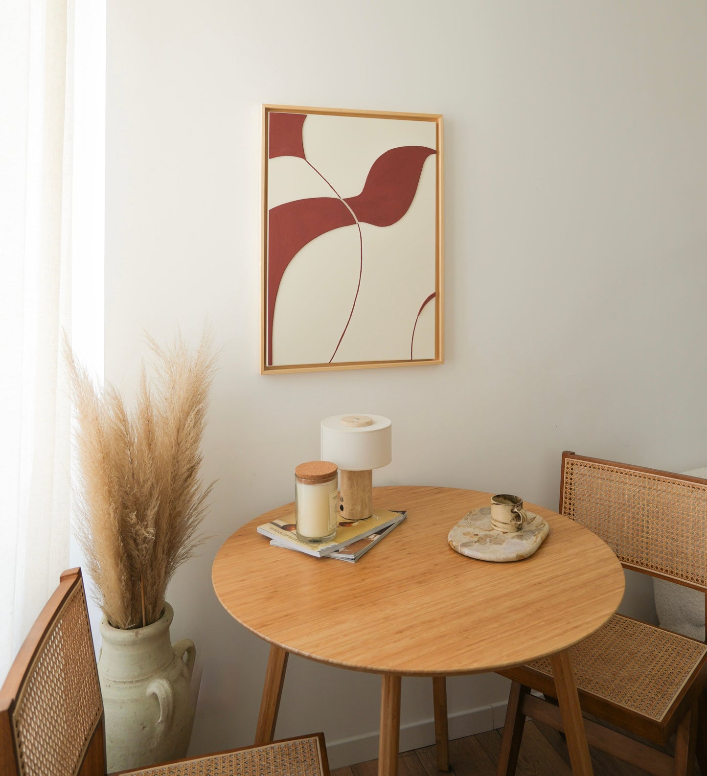 Tableau texturé crème et terra cota – décoration murale minimaliste salon – SYDNEY