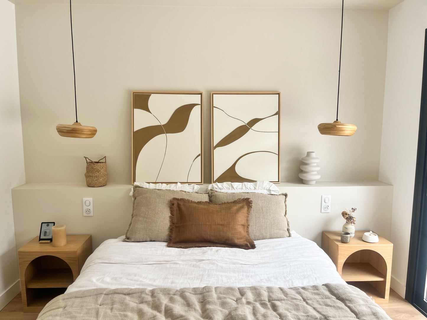 SYDNEY DUO - collection PREMIUM tableaux en relief crème et camel