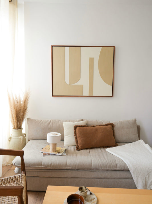 Tableau relief texturé crème et beige - CADAQUES - édition PREMIUM
