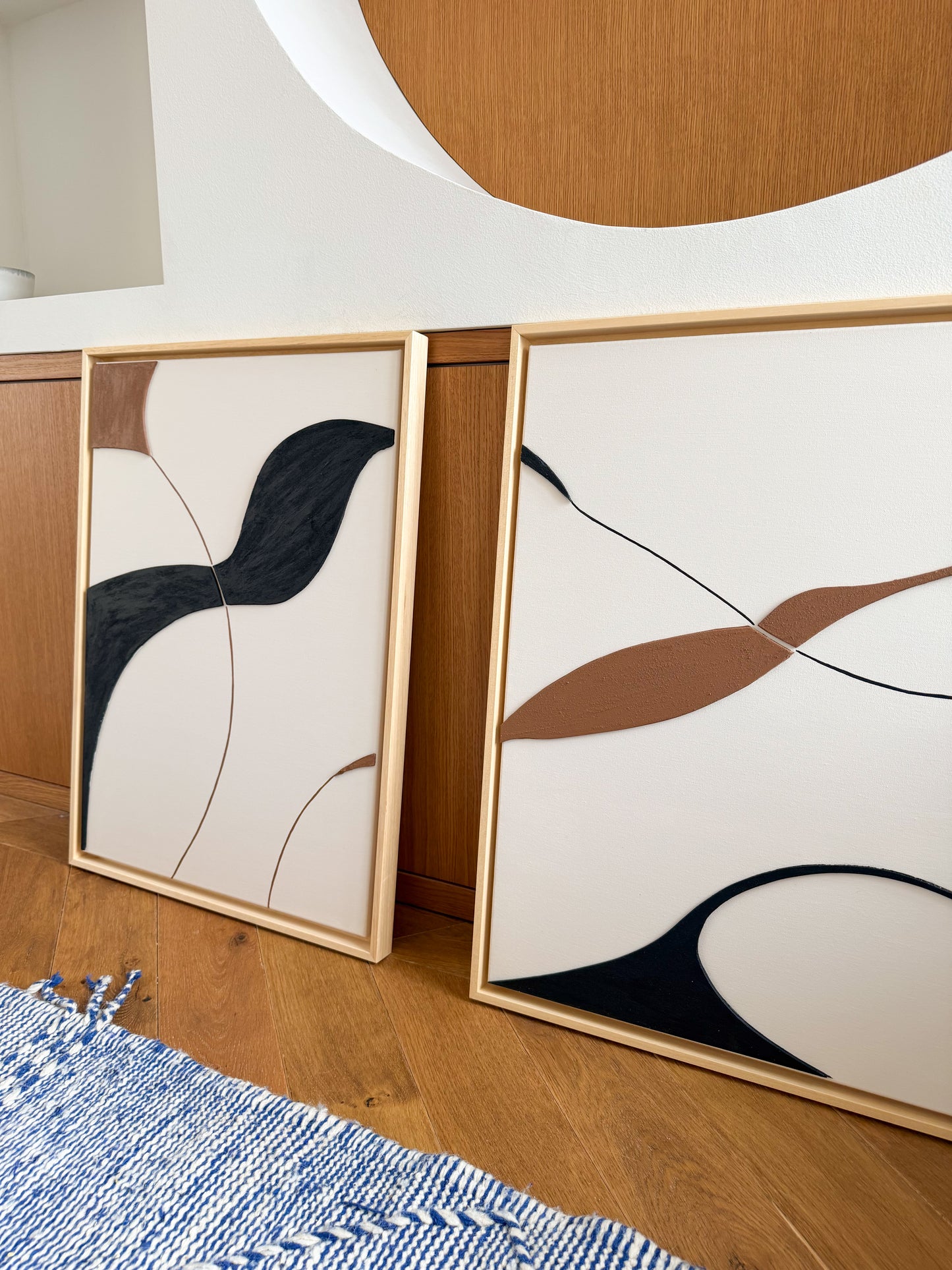 SYDNEY DUO marron, noir et beige lin - collection PREMIUM tableaux en relief texturés