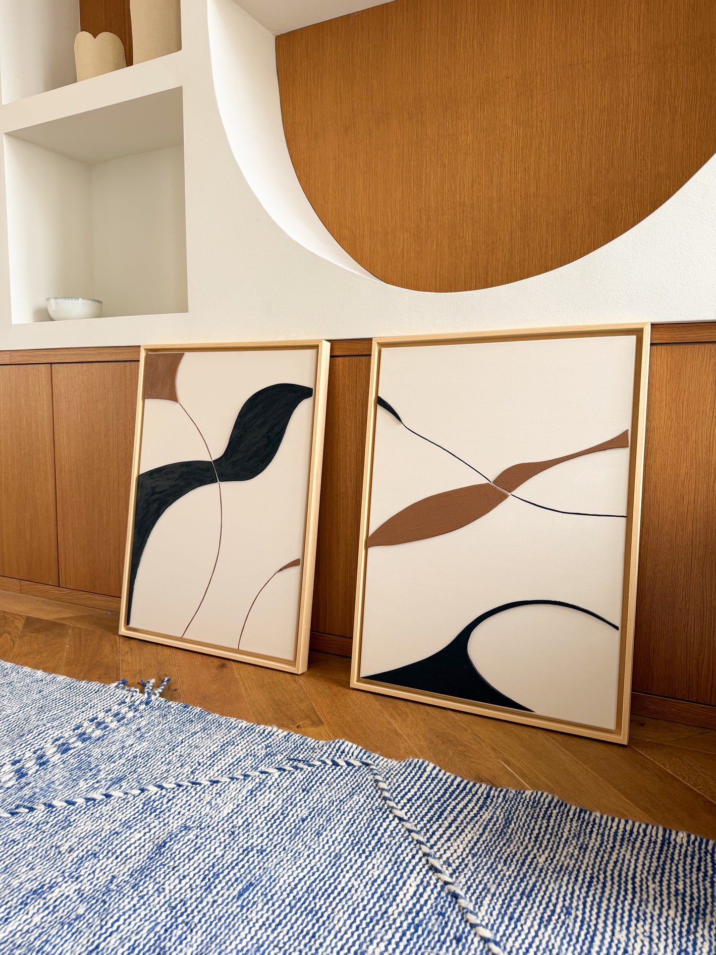 SYDNEY DUO marron, noir et beige lin - collection PREMIUM tableaux en relief texturés