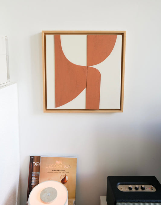 Tableau texturé minimaliste terra cota - FORMENTERA MINI - décoration minimaliste murale couloir, chambre