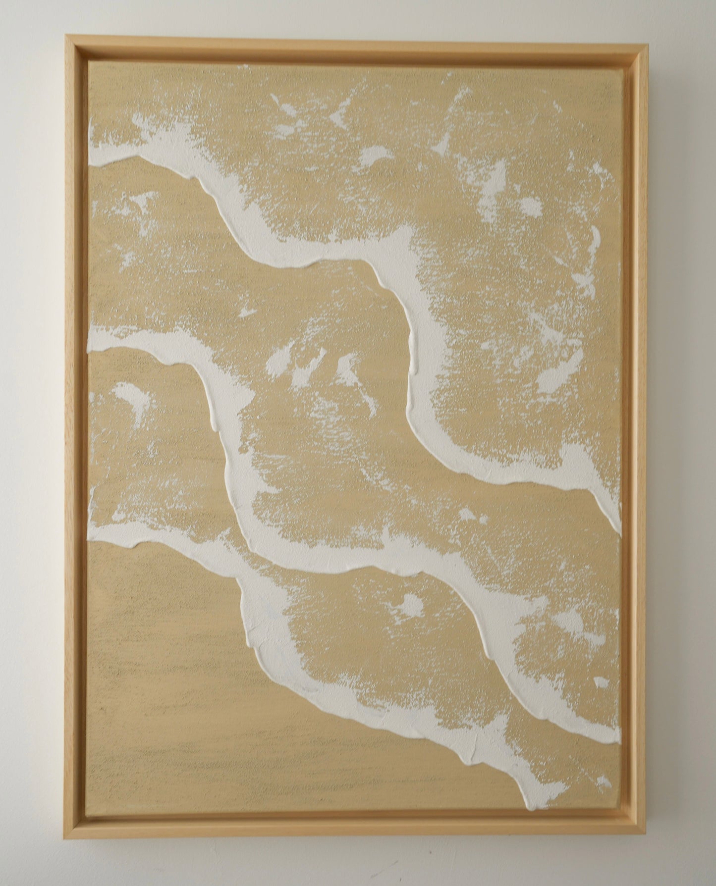 Tableau texturé en relief vagues beige - MINORQUE - décoration minimaliste murale chambre, salon