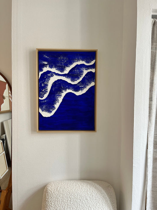 NICE tableau relief vagues bleu