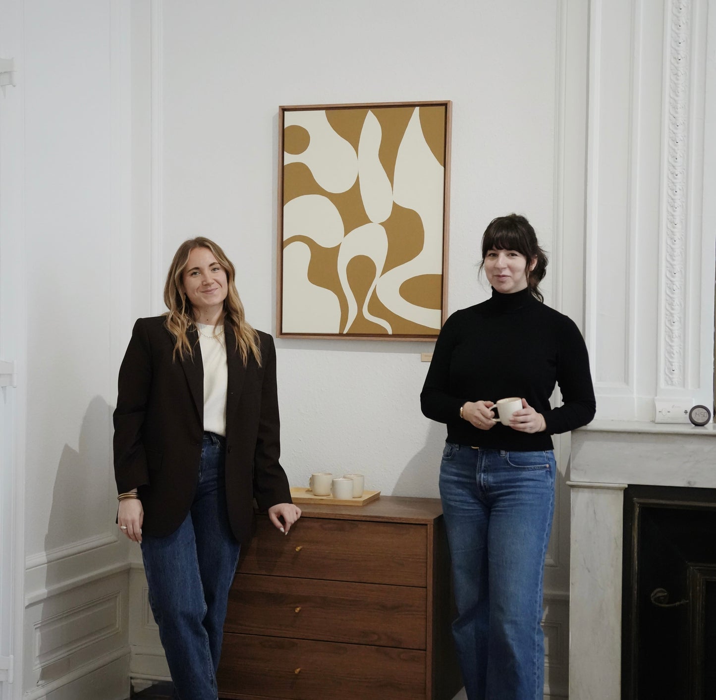 COMO camel et crème - tableau formes organiques relief texturé